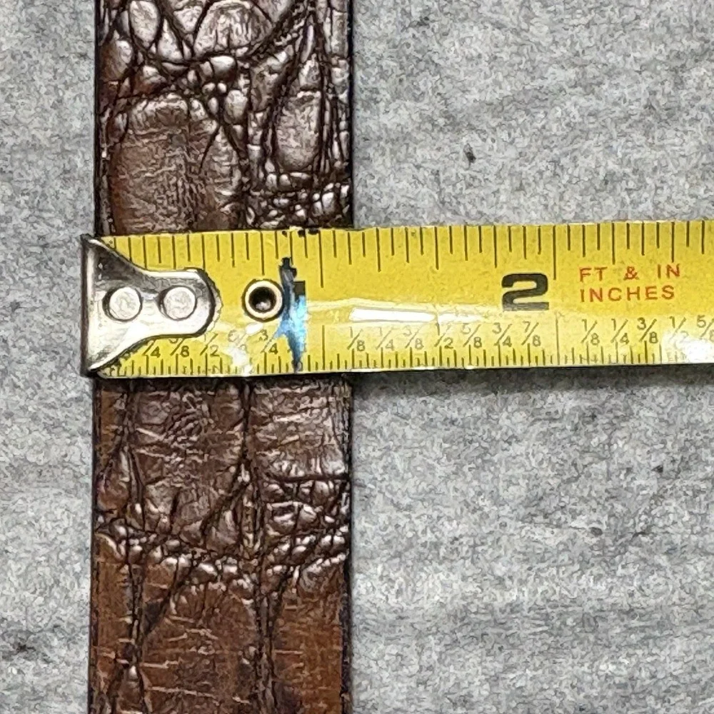 Vintage Claiborne Brown Leather Belt Sz 38 Croc Embossed USA Casual Dress